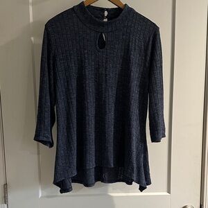 Hannah Dark Blue Ribbed Blouse